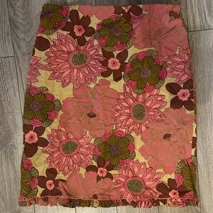 Floral Pink, Green, and Brown Women's Skirt